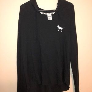 PINK black long sleeve shirt with hoodie